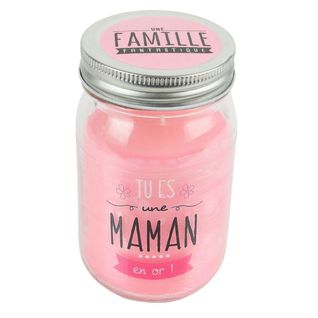 Bougie "maman" Parfum Fleur De Printemps Dans Un Bocal En Verre Avec Couvercle (h13cm) -