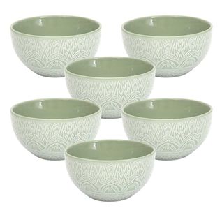 Set De 6 Bols En Céramique Vert Motif Mandala (65cl) - Akka