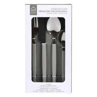 Ménagère 16 Pièces En Inox Manche Gris En Plastique -
