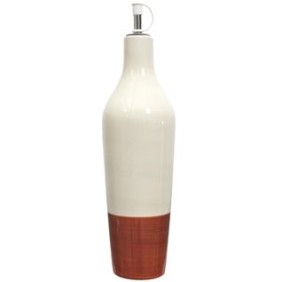 Huilier De 670 Ml En Céramique Bicolore (blanc et Terracotta) -