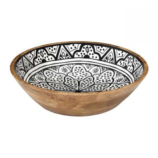Saladier En Bois De Manguier Avec Motif Mandala Noir (ø28 cm) - Mango
