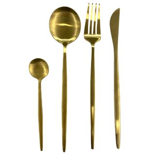 Ménagère 24 Pièces En Inox Coloris Doré -