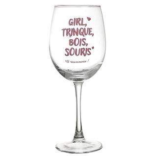 Verre à Vin 45 cl Avec Message Rose Esprit Girl Power -