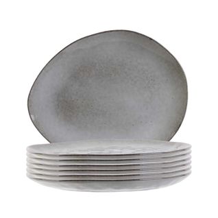 Set De 6 Assiettes à Dessert Galet En Céramique Au Grés Du Temps Gris (22x18cm) - Galet