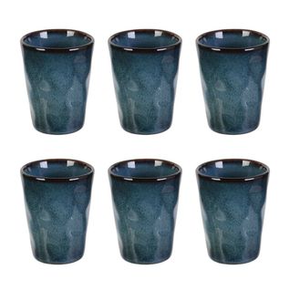 Set De 6 Tasses à Expresso 8cl En Céramique Au Grés Du Temps Bleu - Galet
