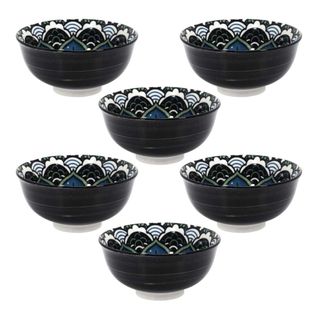 Set De 6 Bols En Porcelaine Bleu Mandala (ø12cm) - Mandala