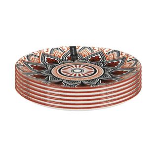Set De 6 Assiettes à Dessert En Porcelaine Orange Mandala (ø19cm) - Mandala
