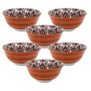 Set De 6 Bols En Porcelaine Orange Mandala (ø15cm) - Mandala