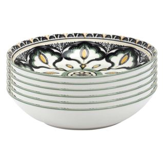 Set De 6 Assiettes Creuses En Porcelaine Vert Mandala (ø20cm) - Mandala