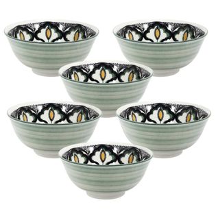 Set De 6 Bols En Porcelaine Vert Mandala (ø15cm) - Mandala