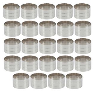 Set De 24 Ronds De Serviette En Métal Argenté -