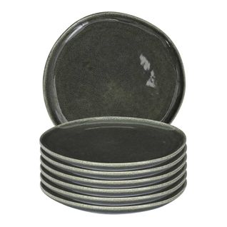Set De 6 Assiettes Plates En Céramique Au Grés Du Temps Vert (ø27cm) - Maka