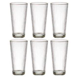 Set De 6 Verres 40cl En Verre Avec Stries Et Liseré Doré -