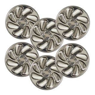 Set De 6 Assiettes à Huîtres En Acier Inoxydable Argenté (8 Huitres) -