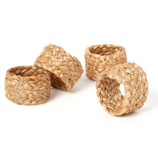 Set De 4 Ronds De Serviettes Tressés En Jute Naturel (ø4cm) -