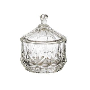 Bonbonnière En Verre Ciselée Transparent D.9,5cm -