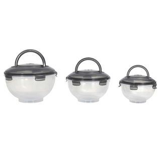 Set De 3 Boîtes Hermétiques à Emporter En Plastique Avec Couvercles Hermétiques Gris -