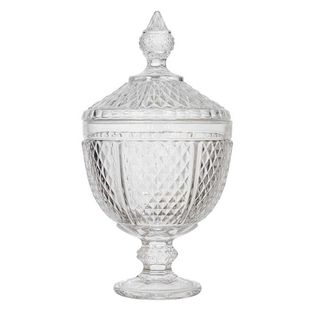 Bonbonnière En Verre Style Diamant H31 Cm -