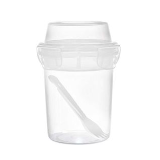 Lunch Box Gobelet 44 Cl à Double Compartiment En Plastique Transparent Avec Couverts -