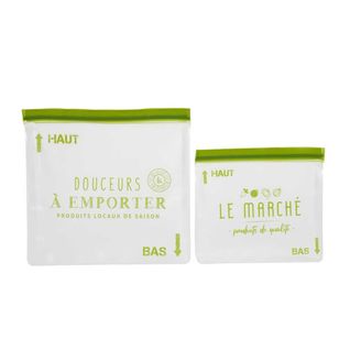 Lot De 2 Sachets Transparents Réutilisables Et Hermétiques Fermeture à Zip -