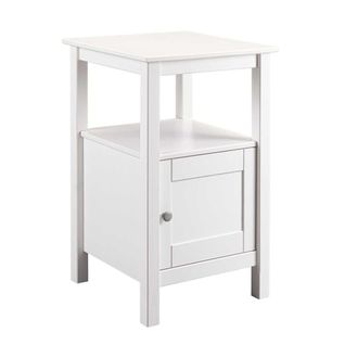 Table D'appoint 1 Porte En Pin Massif Vernis Blanc - Dorie