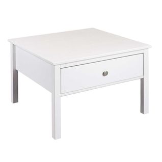 Table Basse 1 Tiroir En Pin Massif Vernis Blanc - Dorie