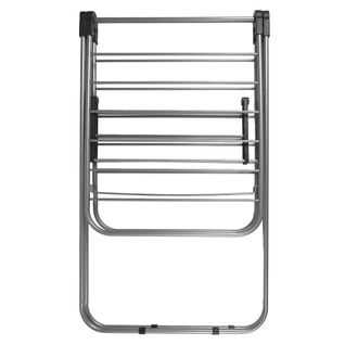 Etendoir à Linge Pliable 15 Mètres Étendage Tubes Métallique Gris -