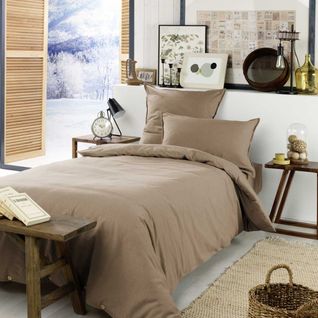 Housse De Couette 200x200 Cm  En Flanelle De Coton Coloris Ficelle - Hedda
