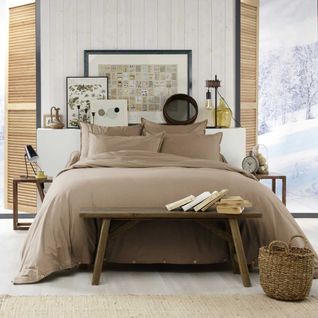 Housse De Couette 240x220 Cm  En Flanelle De Coton Coloris Ficelle - Hedda