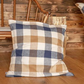 Taie D'oreiller 63x63cm En Flanelle De Coton à Carreaux Beige - Bastien