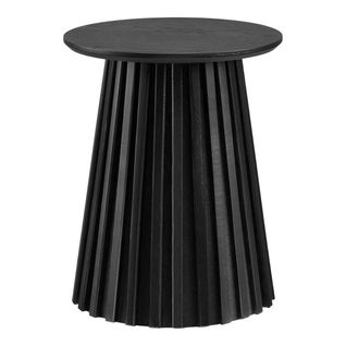 Table D'appoint Ronde Pied Central Relief Mdf Placage Chêne Noir - Dublin
