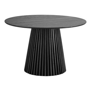 Table Repas Ronde Ø120cm Pied Central Relief Mdf Placage Chêne Noir - Dublin