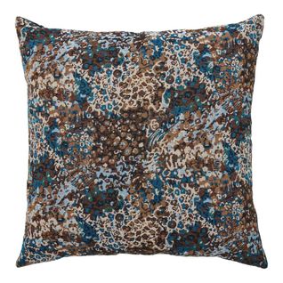 Coussin Déco Carré Recto Damassé Multicolore Et Verso Noir - Cleane