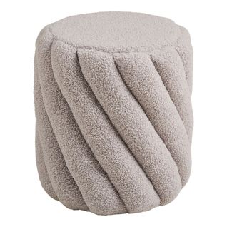 Pouf Rond Ø38cm En Tissu Bouclé Torsadé Gris - Yona