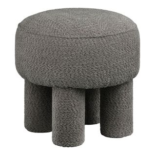 Pouf Design 4 Pieds En Tissu Bouclé Gris - Madelon