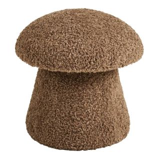 Pouf En Tissu Bouclette Marron Forme Champignon - Baho