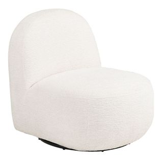 Fauteuil Tissu Velours Texturé Blanc Pivotant - Joany
