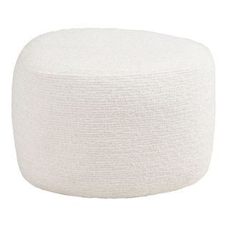 Pouf Tissu Velours Texturé Blanc - Joany