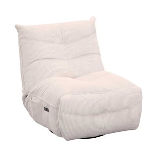 Fauteuil Relax Pivotant Avec Fonction Rocking-chair Velours Côtelé Écru - Jumbo