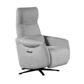 Fauteuil Relax Électrique Pivotant Tissu Micro Peau Ultra Doux Gris Clair - Smalk