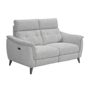 Canapé 2 Places Relax Électrique Tissu Polyester Polyester Chiné Gris Galet - Plym