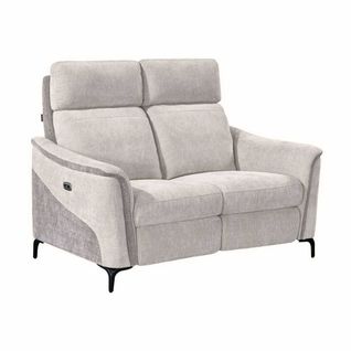 Canapé 2 Places Relax Électrique Tissu Maillé Ultra Doux Bicolore Gris - Sollys