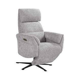Fauteuil Relax Électrique Pivotant Tissu Maillé Ultra Doux Gris - Lama