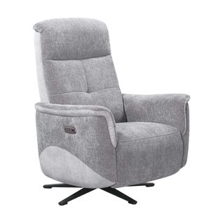 Fauteuil Relax Électrique Pivotant Tissu Maillé Ultra Doux Bicolore Gris - Austral