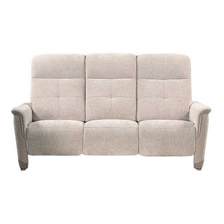 Canapé 3 Places Relax Électrique Tissu Maillé Ultra Doux Bicolore Beige Avec Tablette Centrale - Au