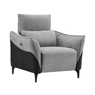 Fauteuil Relax Électrique Tissu Chenillé Bicolore Gris Et Gris Carbone - Akenia