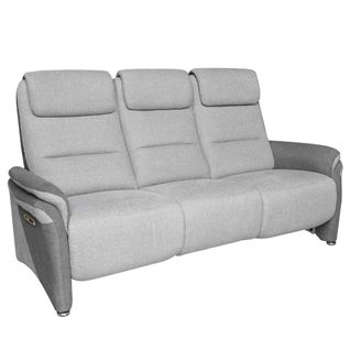 Canapé 3 Places Relax Électrique Tissu Polyester Gris Clair Et Gris Foncé Avec Tablette Centrale Im