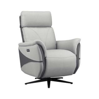 Fauteuil Relax Électrique Pivotant Tissu Micro Peau Bicolore Gris - Symphony
