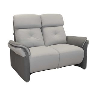 Canapé 2 Places Fixe Tissu Micro Grain Gris Perle Et Gris Plomb - Djino