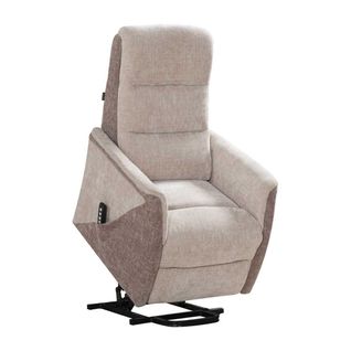 Fauteuil Relax Électrique Releveur Bi-moteur Tissu Maillé Bicolore Beige Spécial Petite Taille - Kl